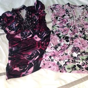 Maurice ruffle blouse (2) both size small, gently used, excellent condition.